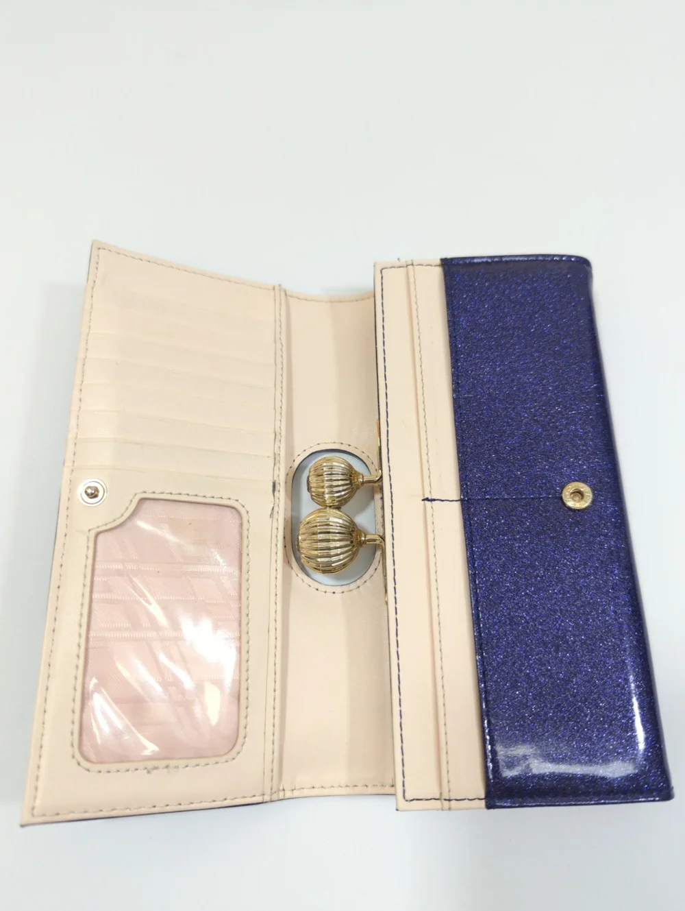 Ted Baker Glitter Patent Purple Sparkle Wallet with Gold Kiss-Lock